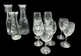 Assorted Glasses and Decanters: (2) Full Liter