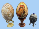 Assorted Decorative Eggs: Gorham Silver Plated