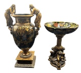 (2) Decorative items: Figural Compote Dish - 9” x