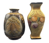 (2) Decorative Vases: Painted Fruit Vase 5 1/2” x
