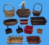 Assorted Wicker and Wooden Baskets