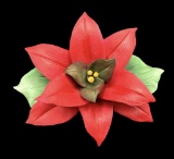 Vintage Capodimonte Porcelain Red Poinsettia- 6