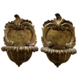 (2) Gold Painted Ceramic Wall Decor - 13” x 19”