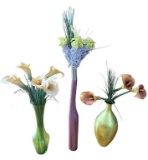 (3) Oversized Decorative Vases with Artificial :