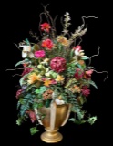 Silk Flower Arrangement in Gold Vase--Vase is