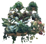 (6) Baskets With Artificial Greenery and Floral