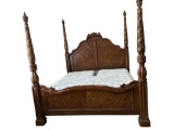 King-Size 4-Poster Bed with Adjustable Mattress,
