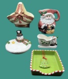 Christmas Serving Dishes, etc.:  Basket, Pitcher,