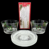 (2) Vintage Indiana Glass Co. Christmas Holly