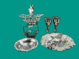 (7) Pieces of Silver Plate Grape Design Serving