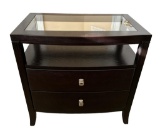 2-Drawer Night Stand with Glass Insert Top -