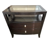2-Drawer Night Stand with Glass Insert Top -