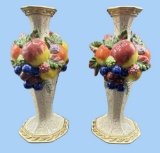 (2) Fitz and Floyd Venezia 9 1/4” Bud Vases