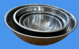 (4) Round Metal Mixing Bowls- 16” D, 13 1/2” D,