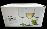 (12) Entertain White Wine Glasses in Original Box