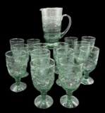 Libbey “Orchard Fruit” Sage Green Glassware: 9”