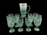 Libbey “Orchard Fruit” Sage Green Glassware: 9”
