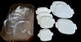(6) Corning Ware Glass Lids and (8) Plastic Lids