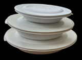 (3) Corning Ware Serving Dishes with Lids: 14”,