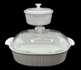 (2) Corning Ware “French White” Covered