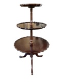 Vintage Mahogany 3-Tier Pie Crust Dumb Waiter/