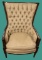 Upholstered Chair with Tufted Back and Wooden