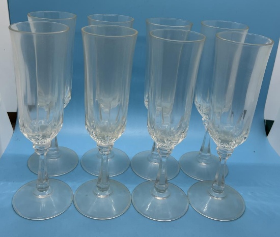 (8) Cristal D’arques Lead Crystal Champagne Flutes