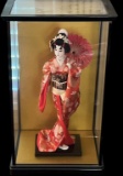 Porcelain Geisha Doll in Display Case—11.75” x