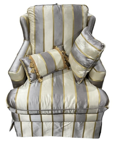 Upholstered Arm Chair With (2) Decorative Pillows