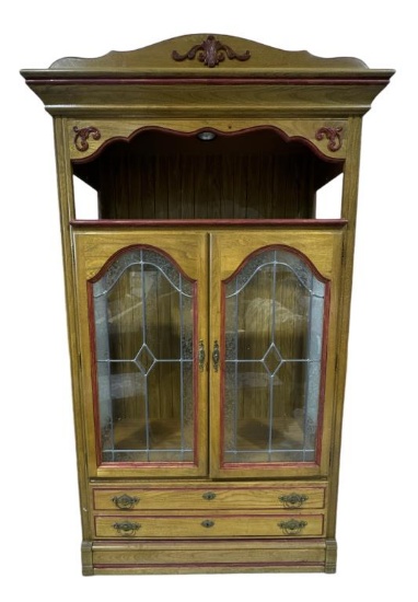 Display Cabinet with (2) Leaded Glass Doors
