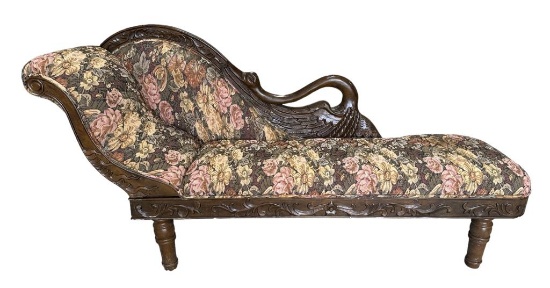 Victorian Style Mahogany Chaise Lounge With
