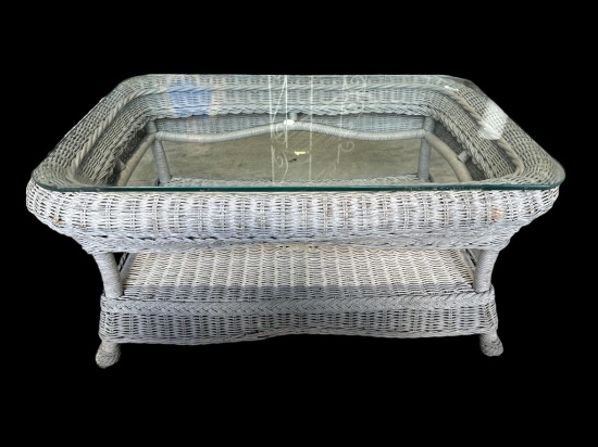 Wicker Coffee Table—36” x 25”, 17 1/2” High