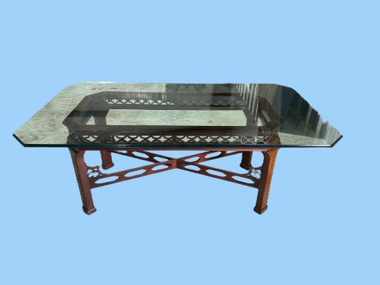 Chinese Chippendale Style Mahogany and Glass