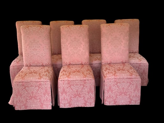 Set of (7) Parson's Chairs with Salmon Colored