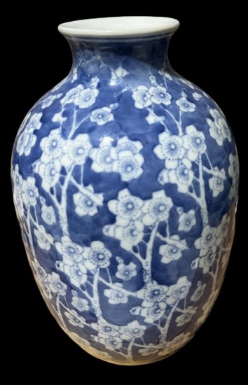 Blue and White Cherry Blossom Asian Style
