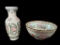 Chinese 10” Bowl and 9 3/4” Vase
