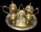 Brass Coffee/Tea Service:  Round Tray, Coffee