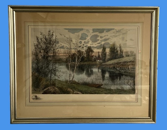 Framed and Matted Raised Color Print with Water