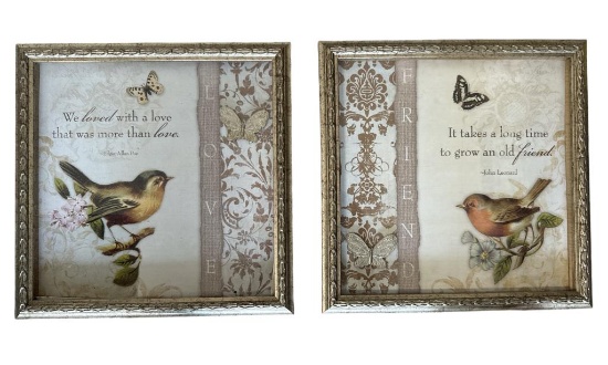(2) Framed Prints—13”. Square