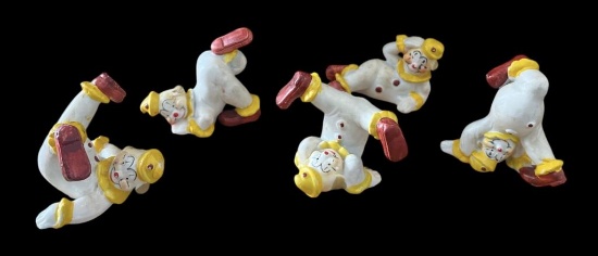 (5) Vintage Tumbling Clown Figurines—Made in