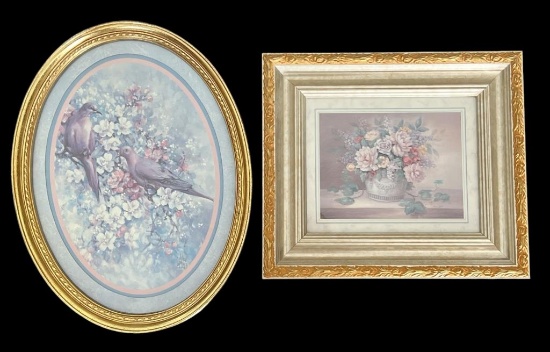Signed Julia Crainer Oval Double Matted Framed