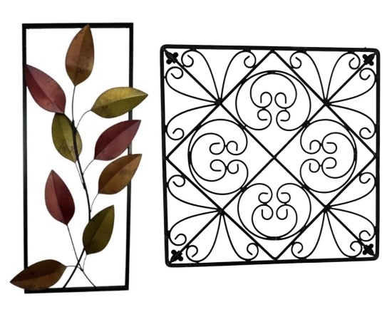 (2) Metal Wall Decorations—14” Square, 12.75” x