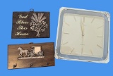 Wall Clock, Hanging Key Hooks, and Wall Plaque