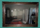 Wood Framed Mirror 34” Diameter, 24” High