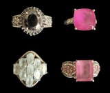 (4) Sterling and Gemstone Rings