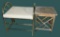 Brass and Vinyl Bench - 19 3/4” x 15”, 22” H and