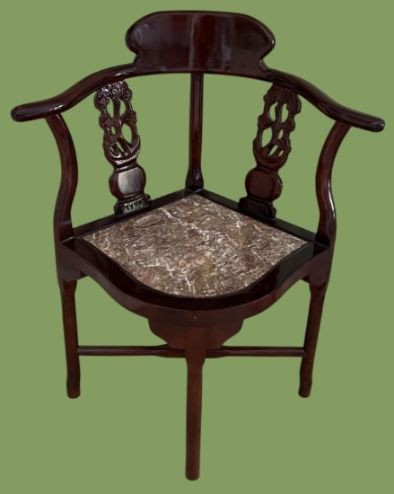 James Mont Chinoiserie Rosewood Horseshoe Arm
