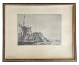 Framed and Signed Rembrandt Etching “The