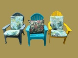 (3) Adirondack Chairs - (2) Plastic, (1) Wooden