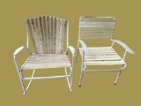 (2) Metal Frame Outdoor Chairs - One Rocking